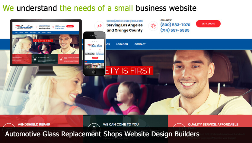 automotive glass replacement shop web design template site builder