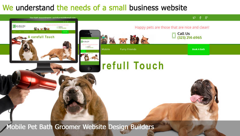 mobile pet bath groomer web design template site builder